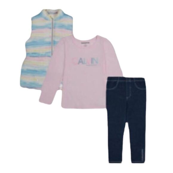 Calvin Klein Kids' Girls 3 Piece Rainbow Vest Shirt Leggings Set Size 4T-NWT - Picture 11 of 11